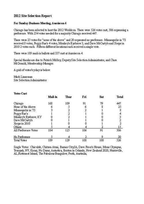 Site Selection Report